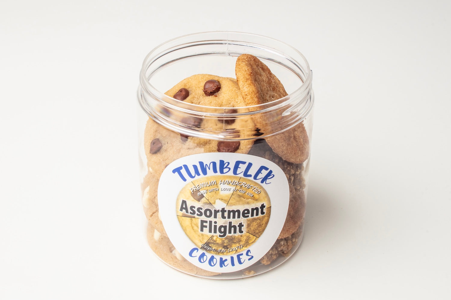 Assortment Flight — 2 Chocolate Chip, 2 Oatmeal Raisin, 2 Reese’s, 2 Snicker doodle, 2 Tumbeler, 2 White Chocolate Chip